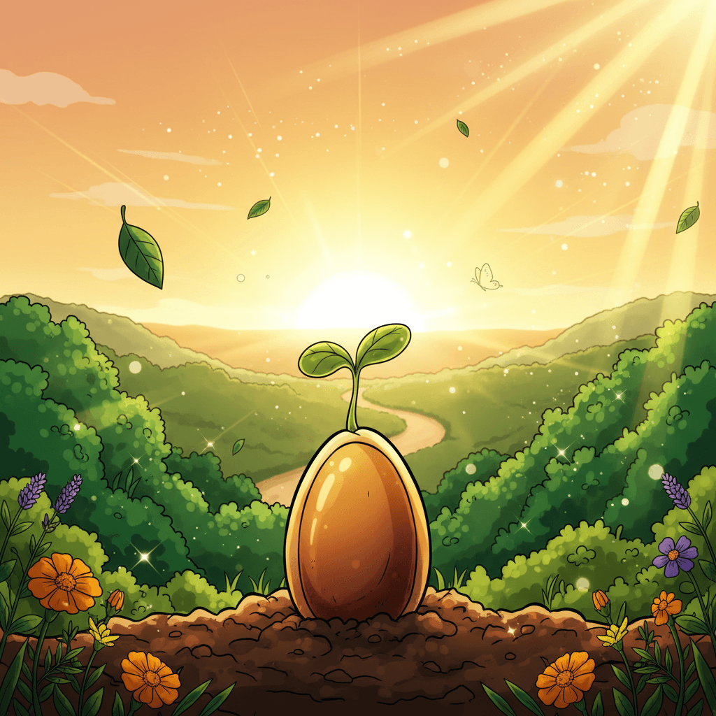 A seed at the beginning of its journey — the start of your growing path