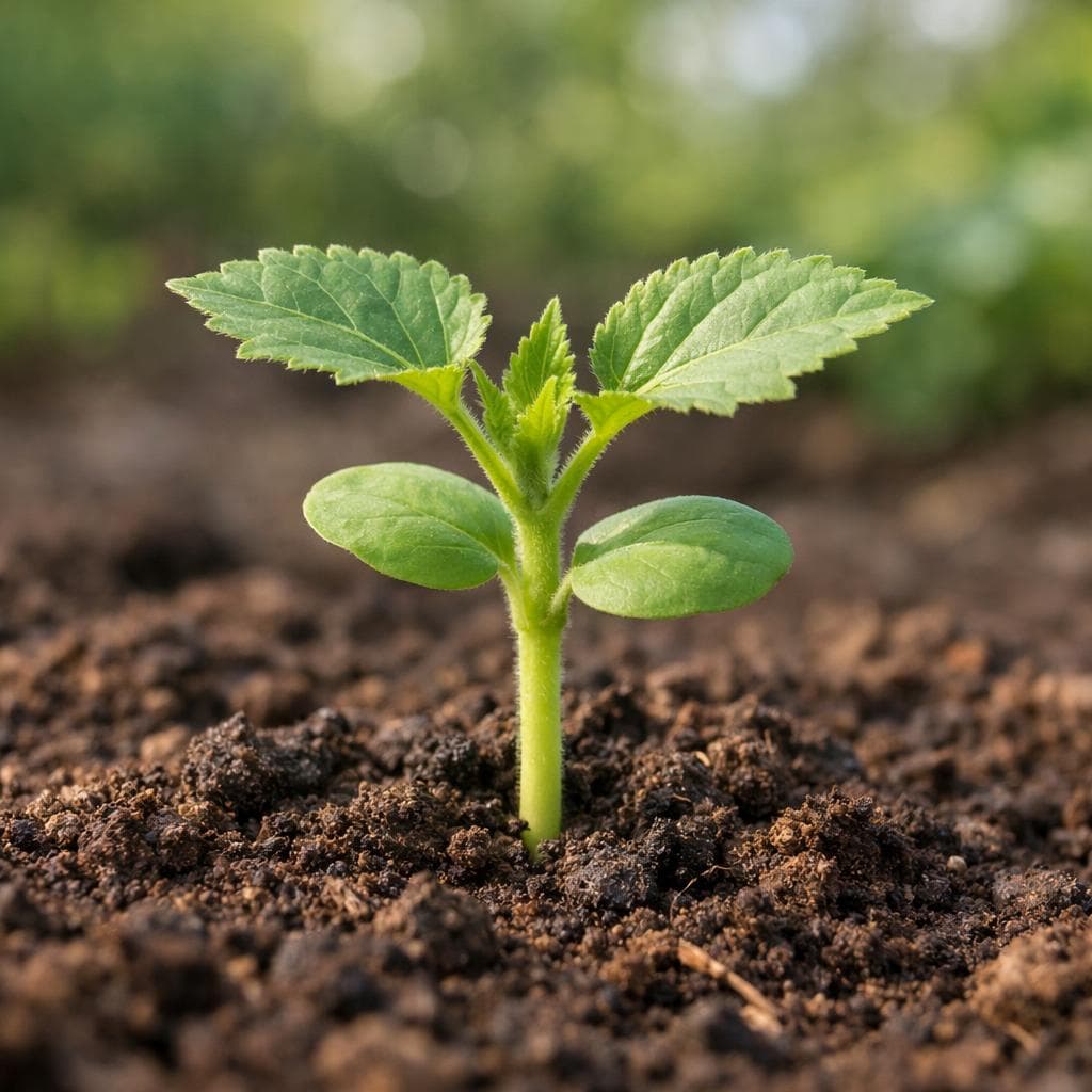 Okra seedling