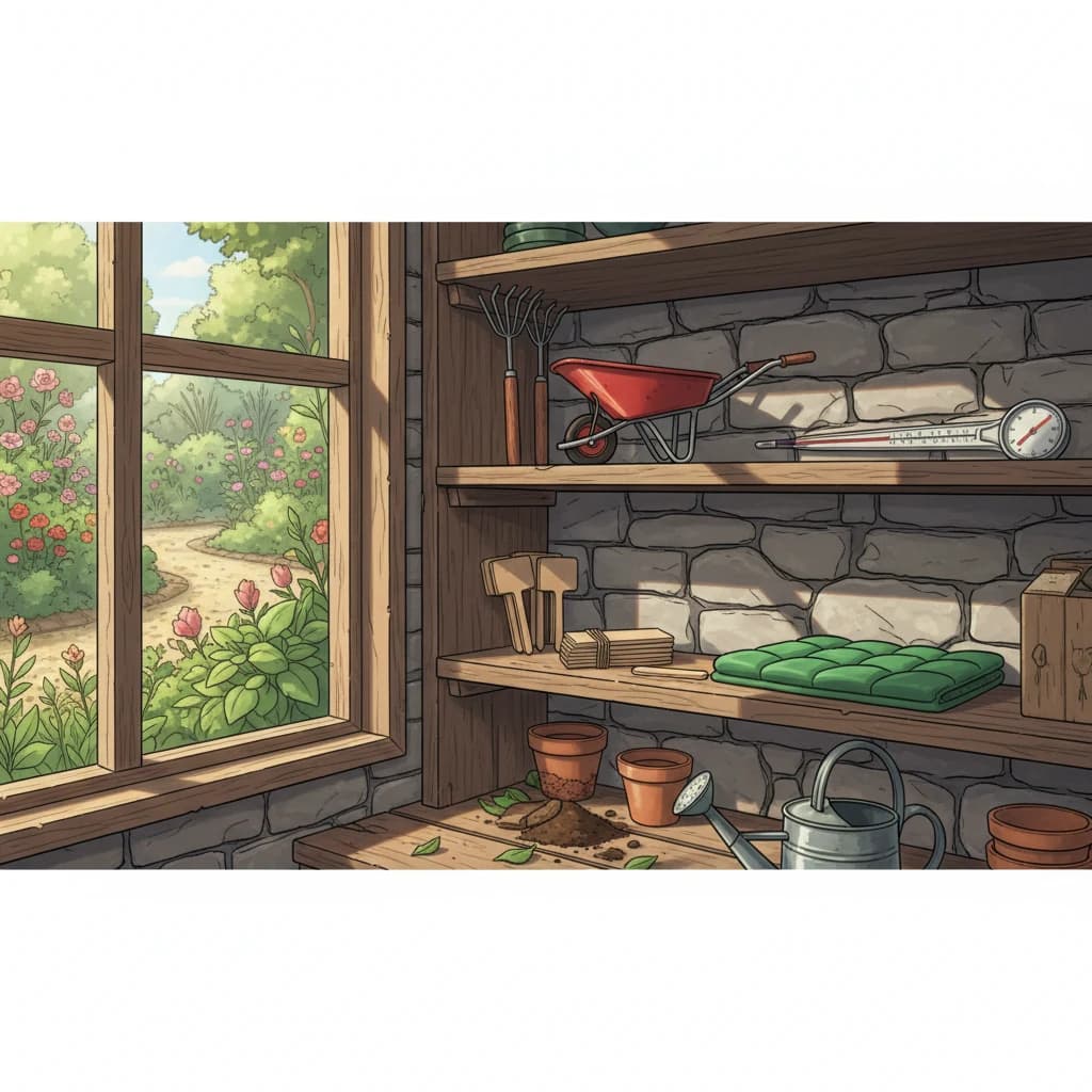 D'autres outils présentés : brouette, râteau, trousse d'analyse de sol