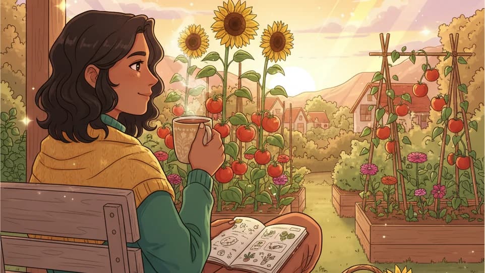 A grower reflecting on their journey with their garden and community around them