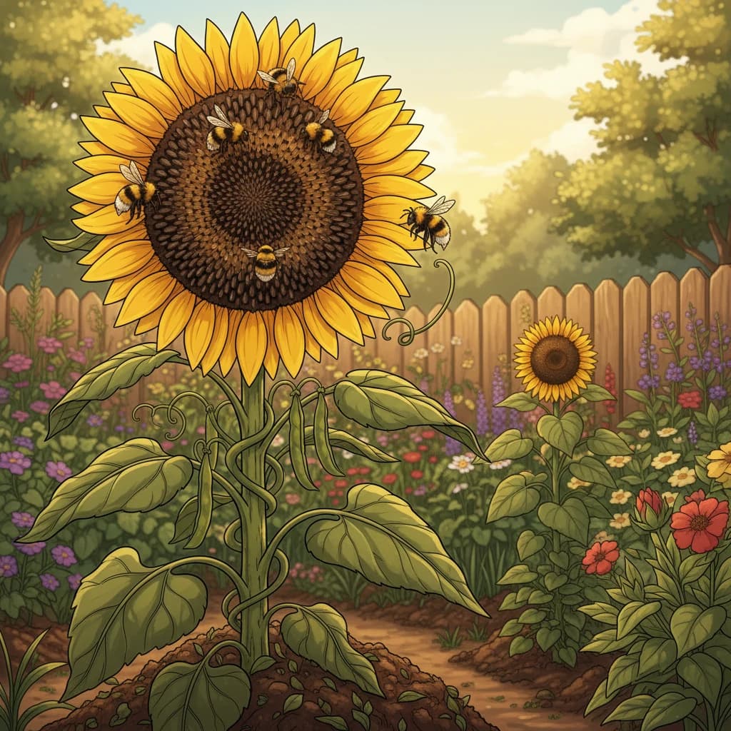 A close-up of a single element doing multiple jobs: a sunflower acting as