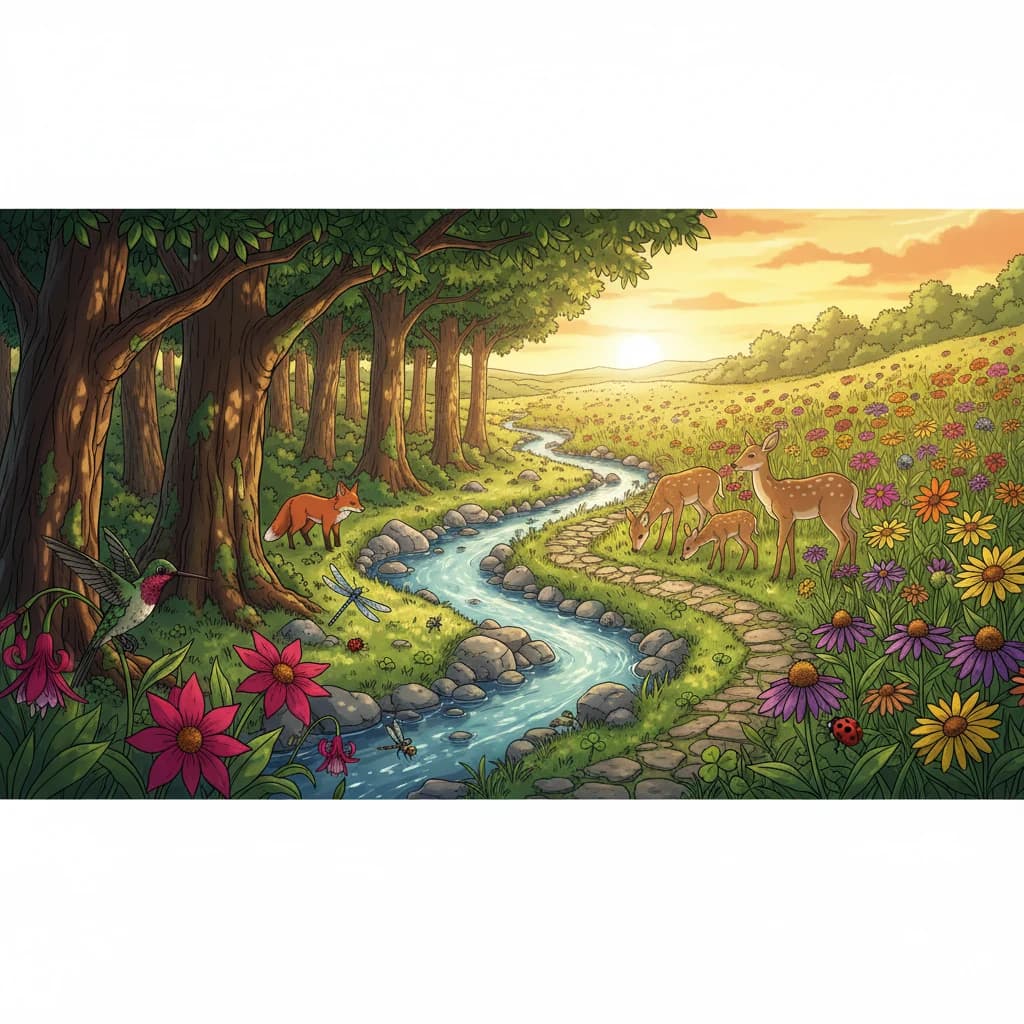 A clear visual of edges: the line where forest meets meadow, where pond meets