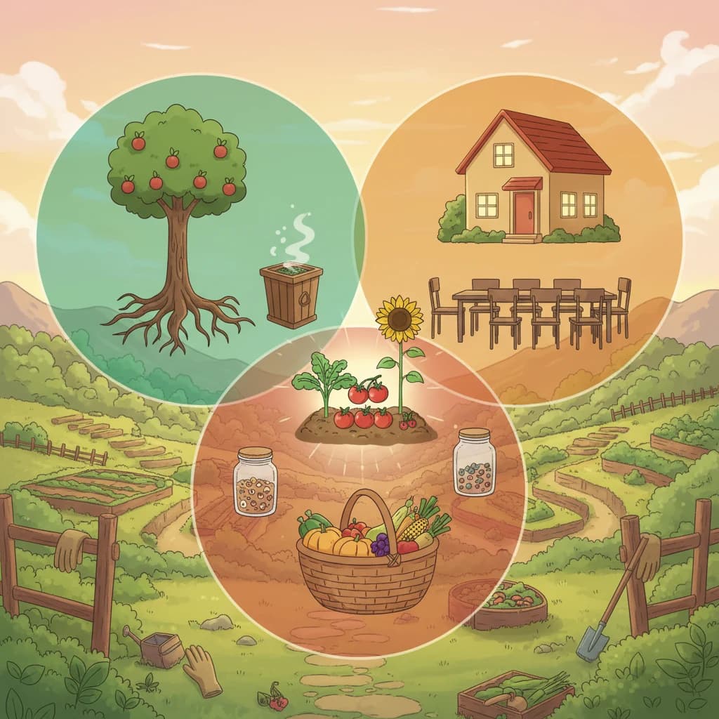 A Venn diagram of the three ethics with example design decisions sitting in the