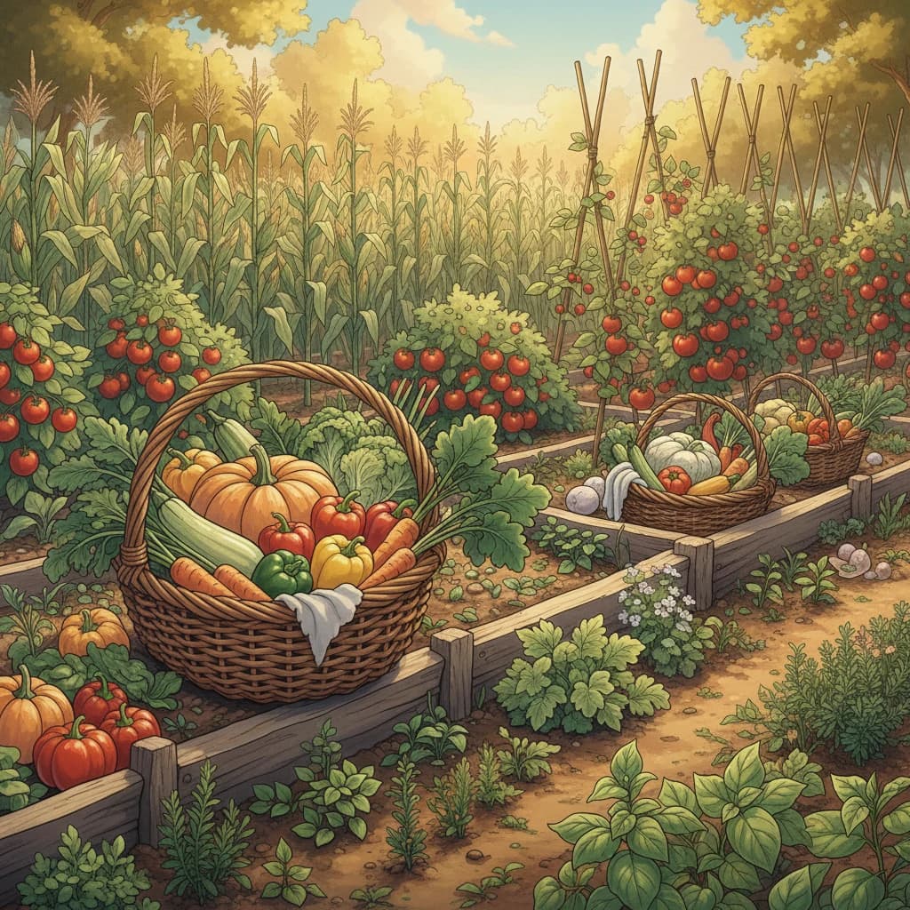 A gardener harvesting continuously throughout the season from a succession-planted garden