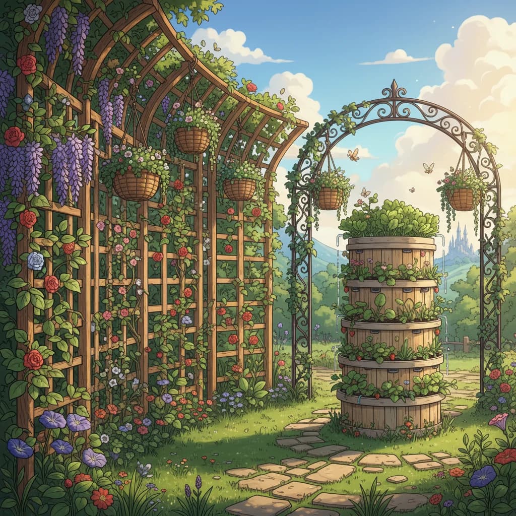 Vertical Growing: Trellises, Towers & Hanging Gardens